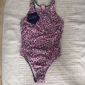 Pink one piece swim suit